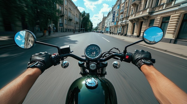 Foto motociclista de carreras callejeras superando desafíos urbanos