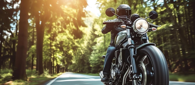 motociclista en la carretera generada por la IA