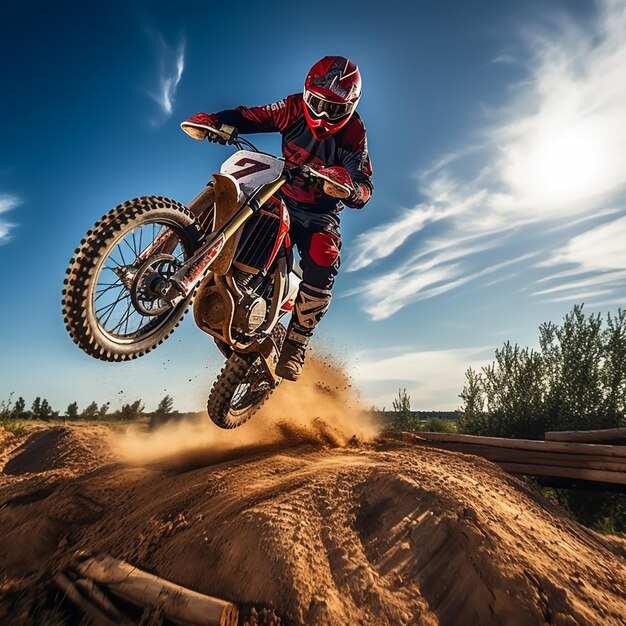 Foto motocrossfahrer in aktion motocross-sport