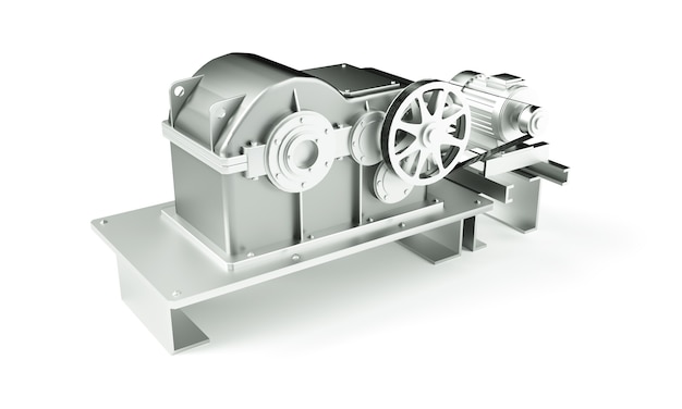 Motor eléctrico sobre un fondo blanco aislar la representación 3D de excelente