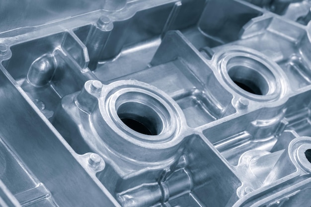 Motor de gasolina de cilindro de bloque abierto Concepto de metalurgia industrial de primer plano
