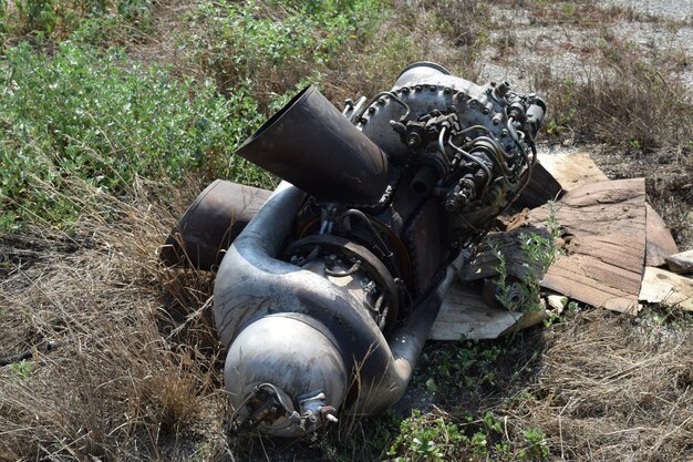 Foto el motor del helicóptero que se saca afuera