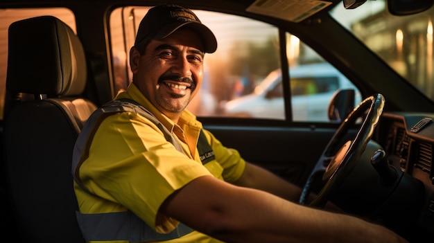 motorista de táxi sorridente unsplash foto de alta qualidade alto detalhe cor profissional.