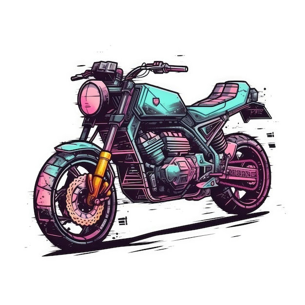 Motorrad auf weißem Hintergrund Logo Generative KI