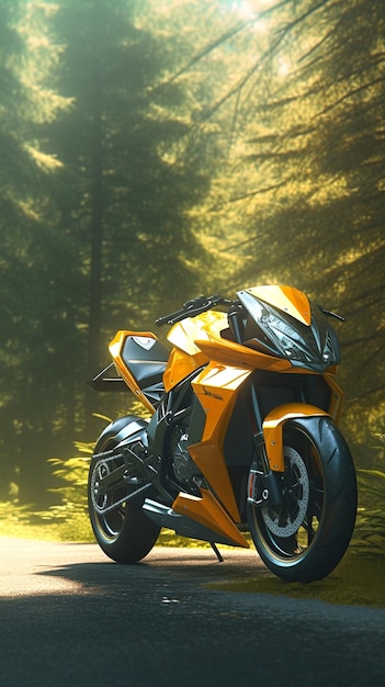 Motorrad gelb und orange