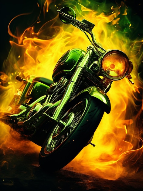 Foto motorrad-wallpapier in flammen