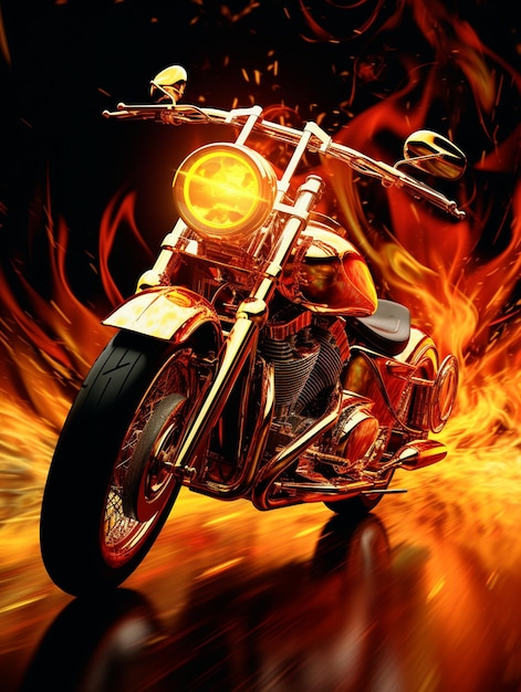 Motorrad-Wallpapier in Flammen