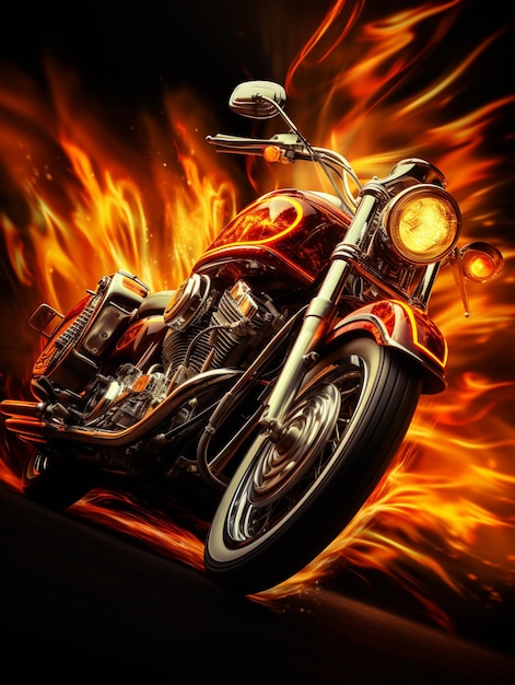 Motorrad-Wallpapier in Flammen