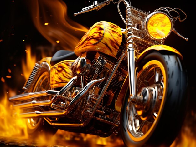 Foto motorrad-wallpapier in flammen