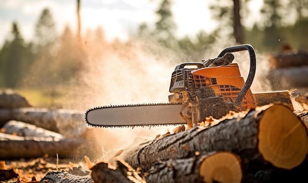 Motosserra Woodcutter serra árvore generativa ai