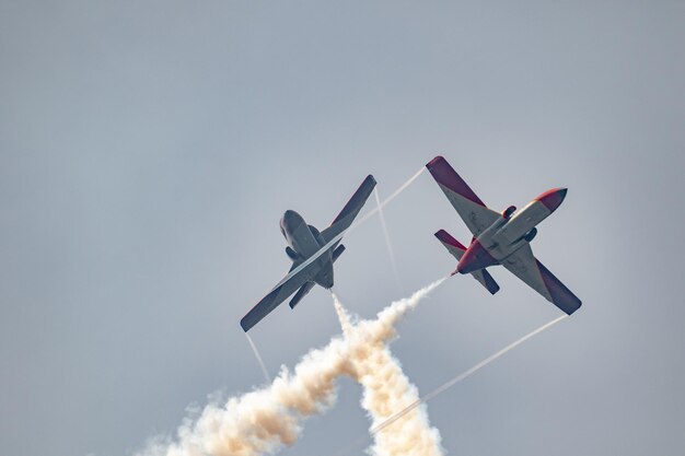 MOTRIL GRANADA ESPAÑAJUN 28 Aviones CASA C101 de la Patrulla Aguila participando en una exhibición en el 14º Salón Aeronáutico de Torre del Mar el 28 de junio de 2019 en Motril Granada España