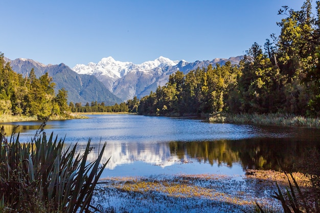 Mount Cook y Mount Tasman retrato Alpes del Sur, Isla del Sur, Nueva Zelanda