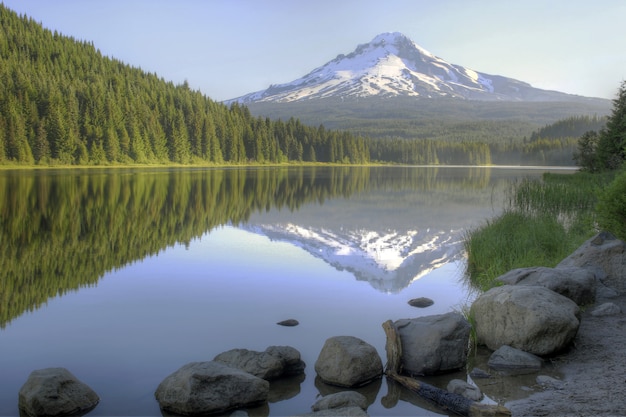 Mount Hood Reflexion auf Trillium Lake