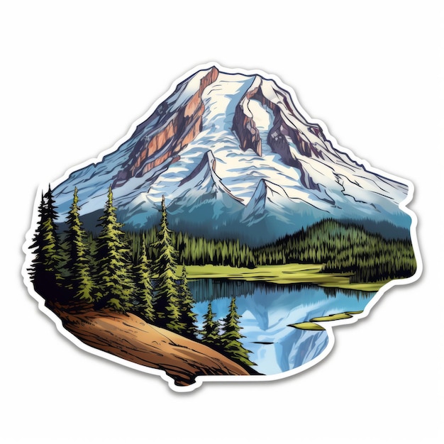 Mount Rainier adesivo de vinil de design realista altamente detalhado