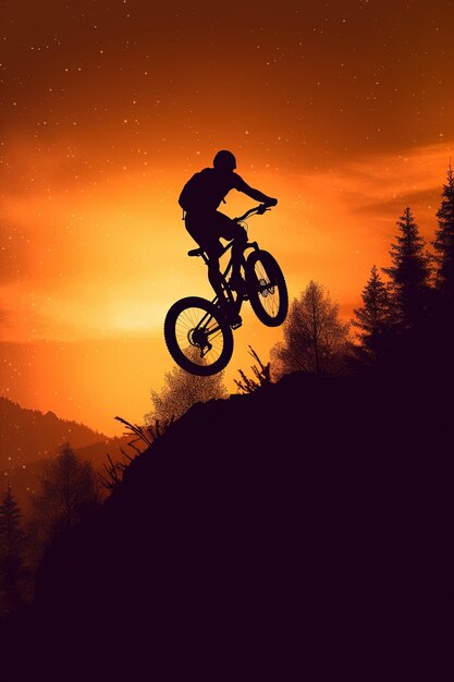 Foto mountain bike ciclismo downkill sillhouete