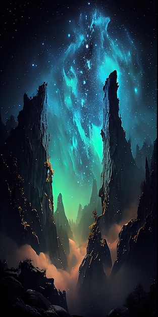 Mountain Luminescent Vertical Background AI generiert