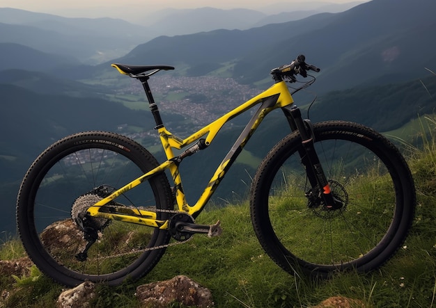 Foto mountainbike auf dem hügel