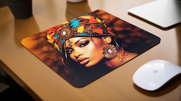 Mouse Pad con una mujer con un tocado