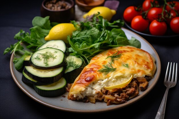 Moussaka comida tradicional grega em um prato de perto