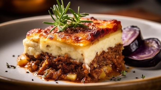 Foto moussaka, um prato tradicional grego