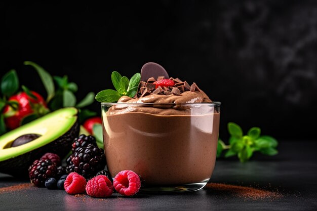 Mousse de aguacate de chocolate vegano