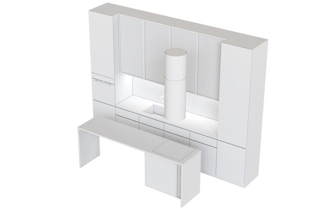 Foto móveis de cozinha isolados em um fundo branco ilustração 3d cg render