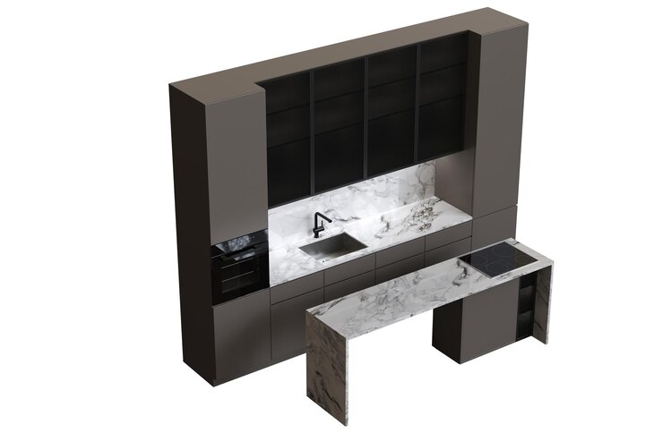 Foto móveis de cozinha isolados em um fundo branco ilustração 3d cg render