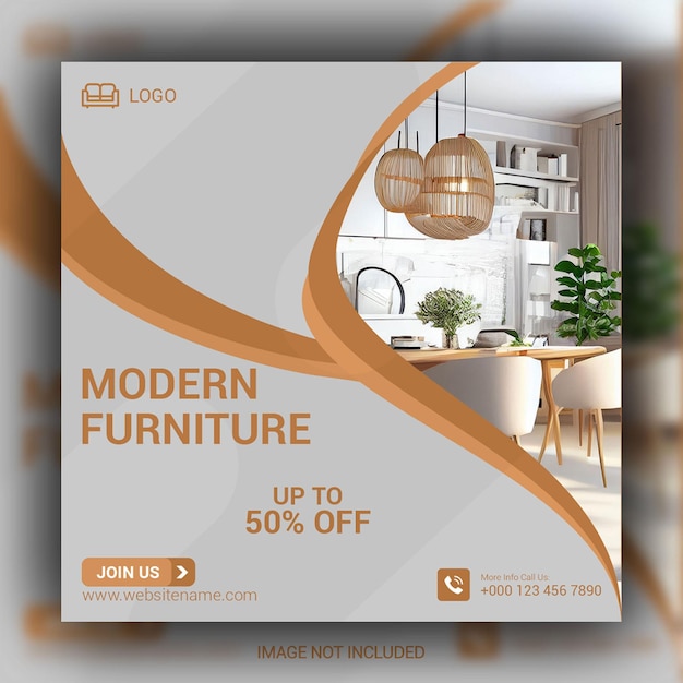 Móveis modernos para venda design de postagem de mídia social