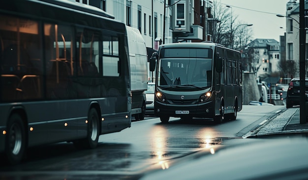 Movendo ônibus e van de carga na elegância simplista da Downhill Street