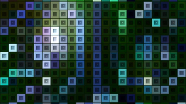 Foto movendo quadrados de mosaico com linhas coloridas movimento linhas brilhantes em movimento em quadrados coloridos mosaico