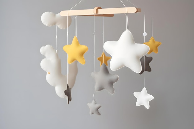 Un móvil con estrellas y un diseño de estrellas.