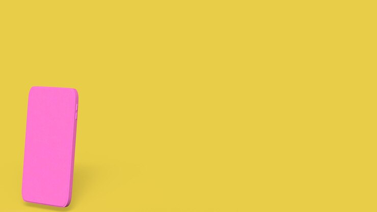 Foto el móvil rosa sobre fondo amarillo para aplicaciones de amor concepto renderizado en 3d