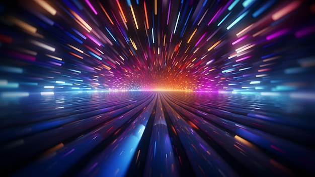 Movimento de velocidade no túnel espacial com raios de luz