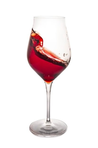 Movimento Dinâmico do Vinho Respingos e Redemoinhos Vibrantes em uma Taça de Vinho Tinto