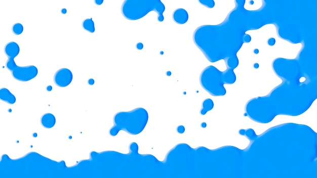 Movimiento abstracto manchas líquidas azules, fondo de salpicaduras blancas. Estilo de ilustración 3d elegante y de lujo para plantilla moderna y hipster