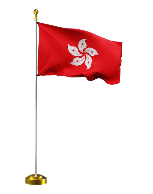 El movimiento de la bandera de Hong Kong en fondo blanco ilustración digital para la actividad nacional