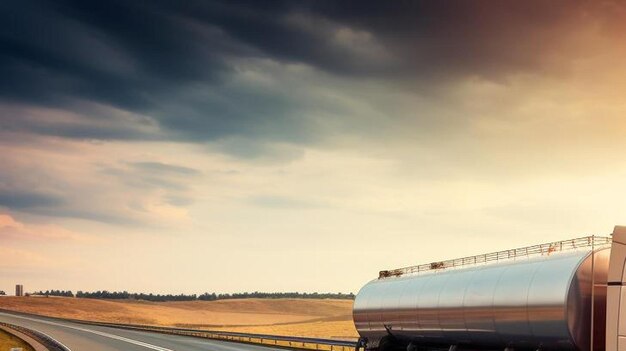 movimiento borroso camión cisterna en la industria de la carretera y el concepto de contaminación