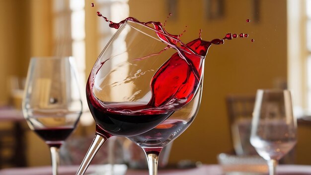 Movimiento de congelación de vino tinto salpicando en un vaso