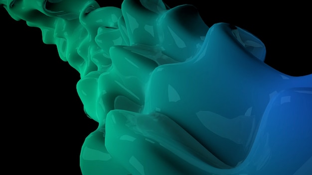 Movimiento de formas futuristas líquidas de color verde oscuro, fondo geométrico abstracto. Estilo de ilustración 3d elegante y de lujo para negocios y plantillas corporativas