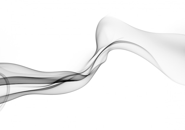 Movimiento de humo negro abstracto sobre fondo blanco, diseño de fuego