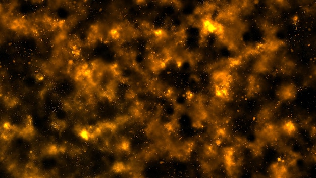 Movimiento de partículas estelares sobre fondo negro, nebulosa de luz estelar en la galaxia en el fondo espacial del universo