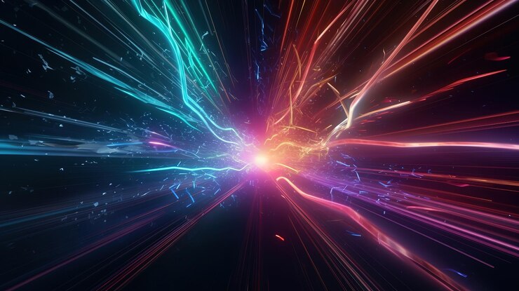 Movimiento de renderizado 3d a través de estrellas hipersalto a otra velocidad de galaxia Generativo ai