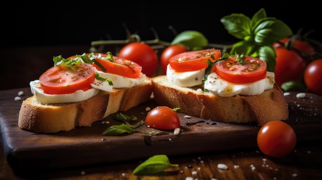 Mozzarella bruschetta com tomate