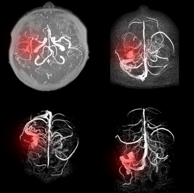 La MRA del cerebro muestra una oclusión casi total