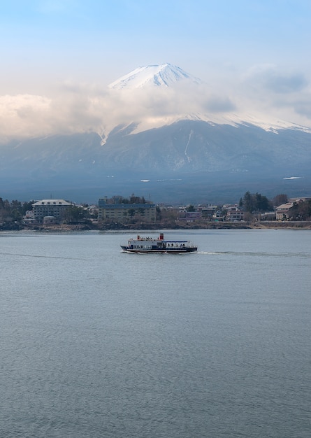 Foto mt. fuji durante la puesta de sol