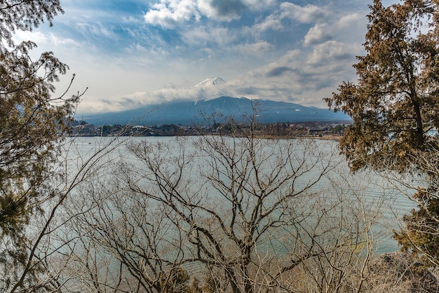 Foto mt. fuji durante la puesta de sol