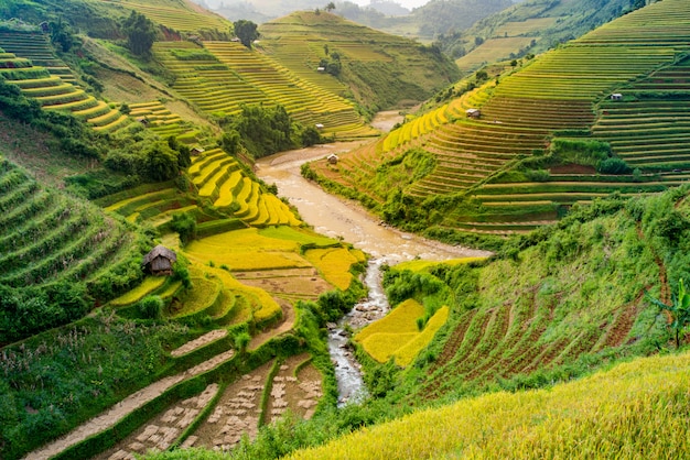 Mu Cang Chai, paisaje de campo de arroz en terrazas cerca de Sapa, Vietnam del norte