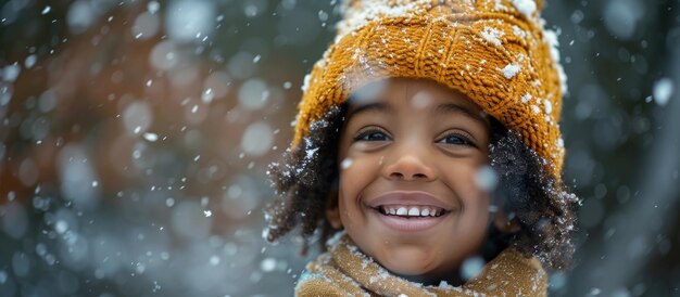 Una muchacha sonríe en la nieve