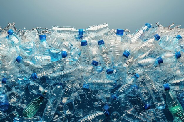 Muchas botellas de agua apiladas