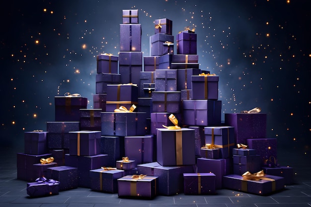Muchas cajas de regalo de fondo patrón festivo de Navidad